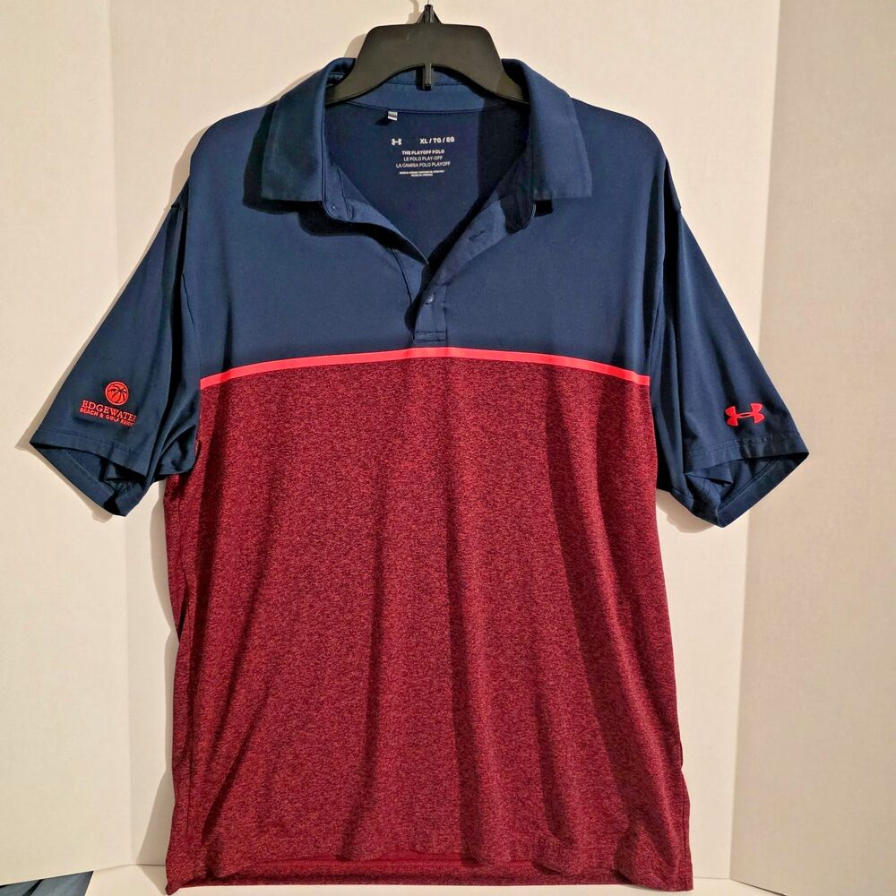 Under Armour Playoff Men's XL Blue Red Golf Polo Edgewater Beach Resort